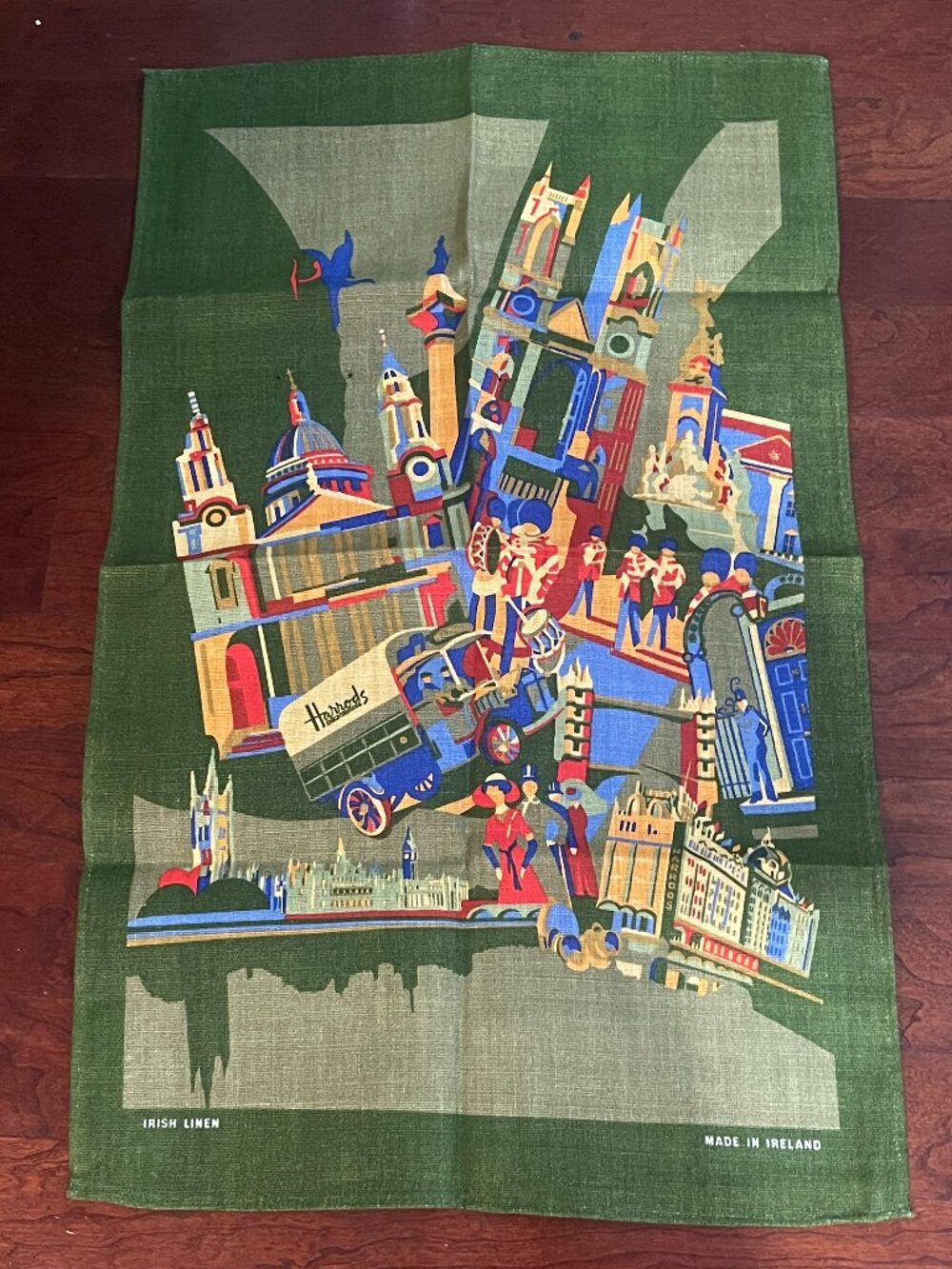 Vintage Harrods London 100% Irish Linen Tea Towel Made in Ireland